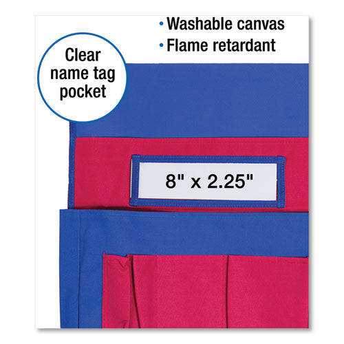 Carson-Dellosa Education Chairback Buddy Pocket Chart, 7 Pockets, 15 X 19, Blue-red freeshipping - TVN Wholesale