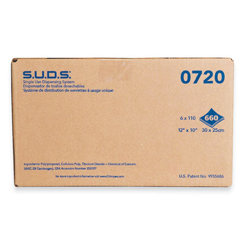 Chicopee® S.u.d.s. Single Use Dispensing System Towels For Quat, 10 X 12, 110-roll, 6 Rolls-carton freeshipping - TVN Wholesale