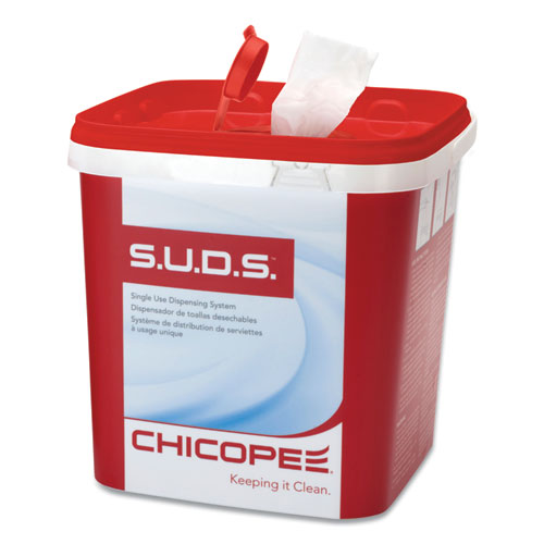 Chicopee® S.u.d.s Bucket With Lid, 7.5 X 7.5 X 8, Red-white, 3-carton freeshipping - TVN Wholesale