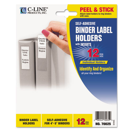 C-Line® Self-adhesive Ring Binder Label Holders, Top Load, 2 1-4 X 3 5-8, Clear, 12-pack freeshipping - TVN Wholesale