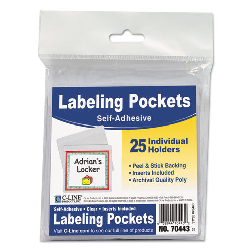 C-Line® Self-adhesive Labeling Pockets, Top Load, 3 3-4 X 3, Clear, 25-pack freeshipping - TVN Wholesale