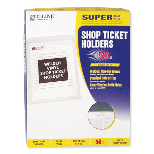 C-Line® Clear Vinyl Shop Ticket Holders, Both Sides Clear, 50 Sheets, 9 X 12, 50-box freeshipping - TVN Wholesale