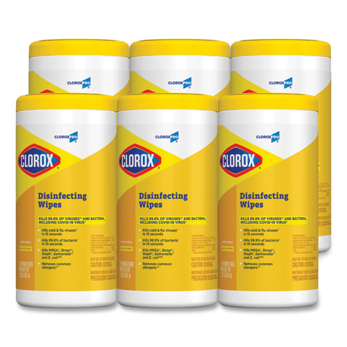 Clorox® Disinfecting Wipes, 7 X 8, Lemon Fresh, 75-canister, 6-carton freeshipping - TVN Wholesale