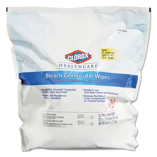 Clorox® Healthcare® Bleach Germicidal Wipes, 12 X 12, Unscented, 110-bag freeshipping - TVN Wholesale