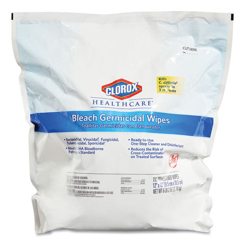 Clorox® Healthcare® Bleach Germicidal Wipes, 12 X 12, Unscented, 110-refill, 2-carton freeshipping - TVN Wholesale