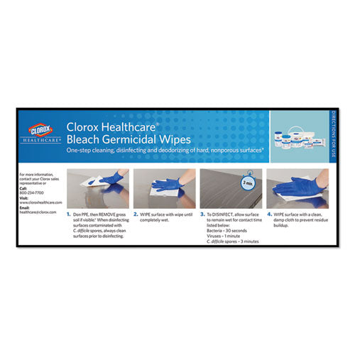 Clorox® Healthcare® Bleach Germicidal Wipes, 6 X 5, Unscented, 150-canister freeshipping - TVN Wholesale