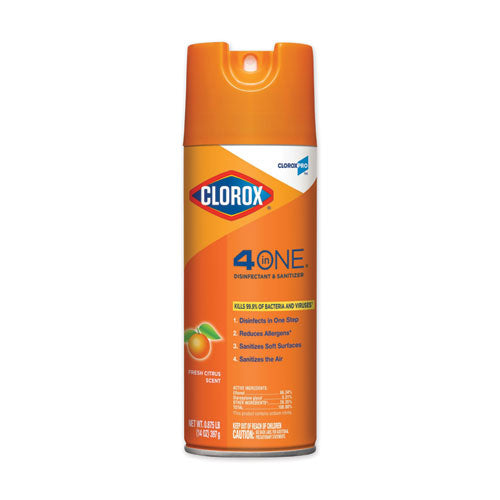 Clorox® 4-in-one Disinfectant And Sanitizer, Citrus, 14 Oz Aerosol Spray freeshipping - TVN Wholesale