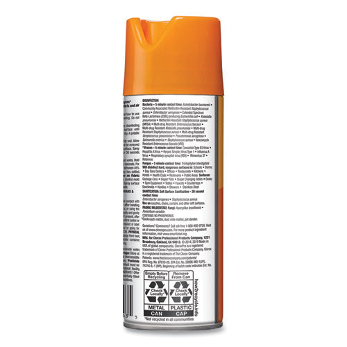 Clorox® 4-in-one Disinfectant And Sanitizer, Citrus, 14 Oz Aerosol Spray, 12-carton freeshipping - TVN Wholesale