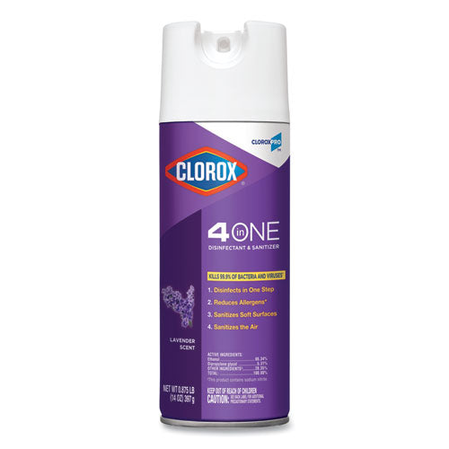 Clorox® 4 In One Disinfectant And Sanitizer, Lavender, 14 Oz Aerosol Spray, 12-carton freeshipping - TVN Wholesale