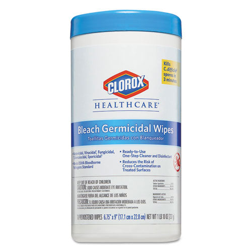 Clorox® Healthcare® Bleach Germicidal Wipes, 6.75 X 9, Unscented, 70-canister freeshipping - TVN Wholesale