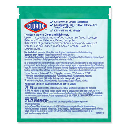 Clorox® Disinfecting Wipes, Individually Wrapped, Fresh Scent, 7 X 8, 900-carton freeshipping - TVN Wholesale