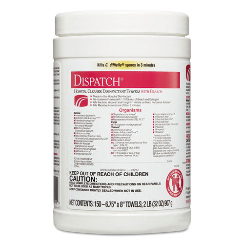 Clorox® Healthcare® Dispatch Cleaner Disinfectant Towels, 6 3-4 X 8, 150-can freeshipping - TVN Wholesale