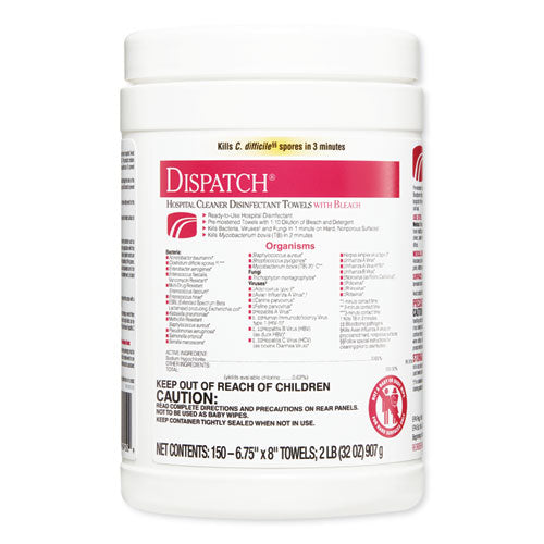 Clorox® Healthcare® Dispatch Cleaner Disinfectant Towels, 6 3-4 X 8, 150-can, 8 Canisters-carton freeshipping - TVN Wholesale