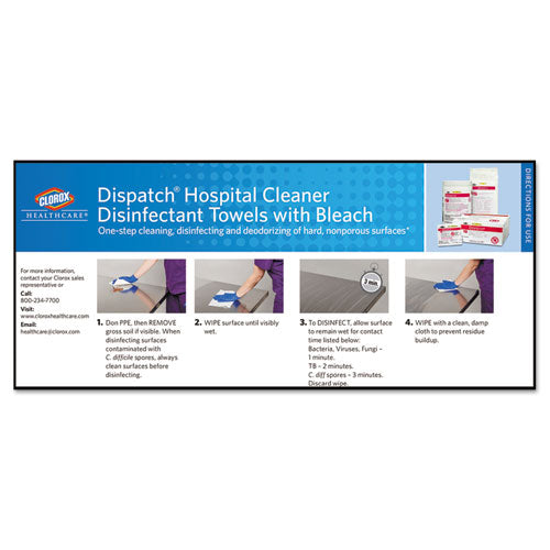Clorox® Healthcare® Dispatch Cleaner Disinfectant Towels With Bleach, 9 X 10, 60-pack, 12 Pks-carton freeshipping - TVN Wholesale