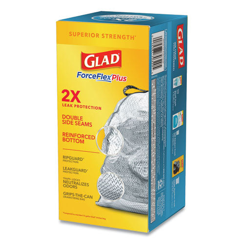 Glad® Forceflexplus Odorshield Tall Kitchen Drawstring Trash Bags, 13 Gal, 0.9 Mil, 24" X 28", White, 204-carton freeshipping - TVN Wholesale