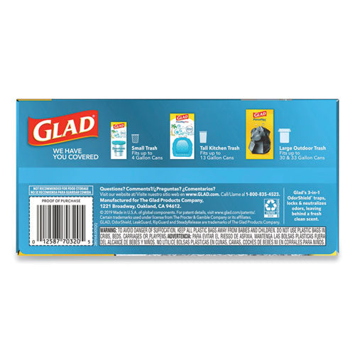 Glad® Forceflexplus Odorshield Tall Kitchen Drawstring Trash Bags, 13 Gal, 0.9 Mil, 24" X 28", White, 204-carton freeshipping - TVN Wholesale
