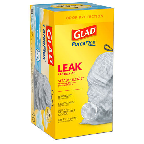 Glad® Odorshield Tall Kitchen Drawstring Bags, 13 Gal, 0.78 Mil, 24" X 27.38", White, 240-carton freeshipping - TVN Wholesale