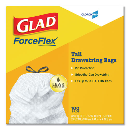 Glad® Tall Kitchen Drawstring Trash Bags, 13 Gal, 0.72 Mil, 24" X 27.38", Gray, 400-carton freeshipping - TVN Wholesale