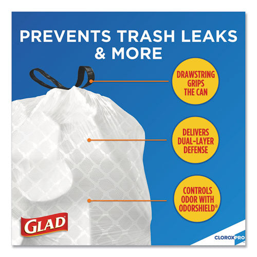 Glad® Tall Kitchen Drawstring Trash Bags, 13 Gal, 0.72 Mil, 24" X 27.38", Gray, 400-carton freeshipping - TVN Wholesale