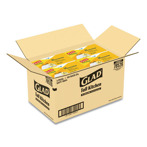 Glad® Tall Kitchen Drawstring Trash Bags, 13 Gal, 0.72 Mil, 24" X 27.38", Gray, 400-carton freeshipping - TVN Wholesale