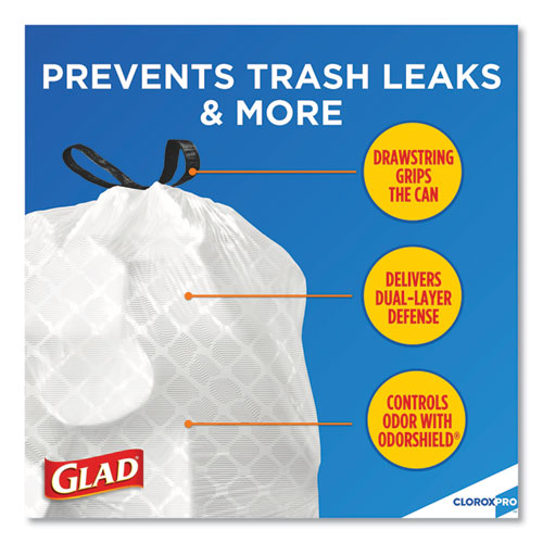 Glad® Tall Kitchen Drawstring Trash Bags, 13 Gal, 0.72 Mil, 24" X 27.38", Gray, 100-box freeshipping - TVN Wholesale