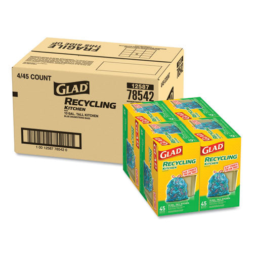 Glad® Tall Kitchen Blue Recycling Bags, 13 Gal, 0.9 Mil, Blue, 180-carton freeshipping - TVN Wholesale