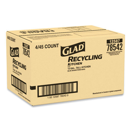 Glad® Tall Kitchen Blue Recycling Bags, 13 Gal, 0.9 Mil, Blue, 180-carton freeshipping - TVN Wholesale