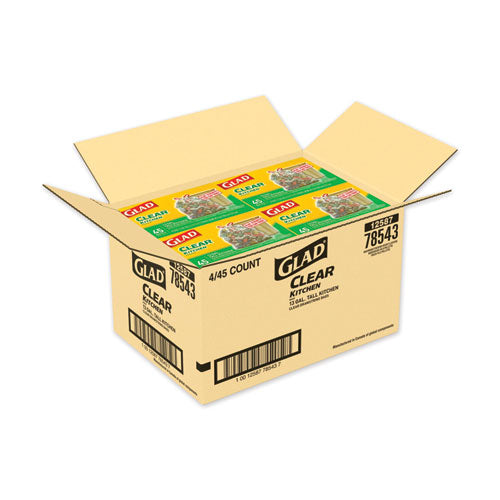 Glad® Recycling Tall Kitchen Drawstring Trash Bags, 13 Gal, 0.9 Mil, 24" X 27.38", Clear, 180-carton freeshipping - TVN Wholesale