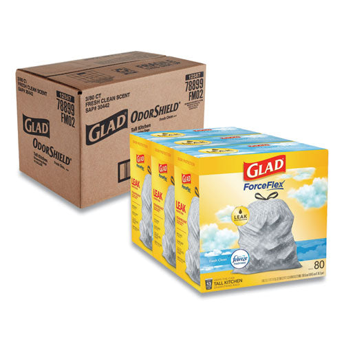 Glad® Odorshield Tall Kitchen Drawstring Bags, 13 Gal, 0.72 Mil, 24" X 27.38", White, 240-carton freeshipping - TVN Wholesale