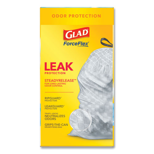 Glad® Odorshield Tall Kitchen Drawstring Bags, 13 Gal, 0.72 Mil, 24" X 27.38", White, 80-box freeshipping - TVN Wholesale