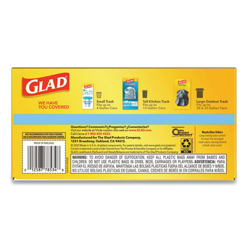 Glad® Odorshield Tall Kitchen Drawstring Bags, 13 Gal, 0.72 Mil, 24" X 27.38", White, 80-box freeshipping - TVN Wholesale