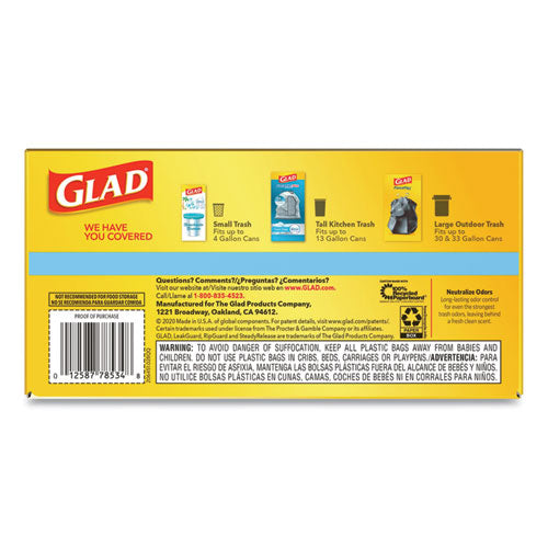 Glad® Odorshield Tall Kitchen Drawstring Bags, 13 Gal, 0.72 Mil, 24" X 27.38", White, 240-carton freeshipping - TVN Wholesale