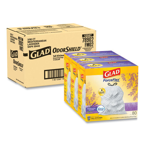 Glad® Odorshield Tall Kitchen Drawstring Bags, 13 Gal, 0.95 Mil, 24" X 27.38", White, 240-carton freeshipping - TVN Wholesale