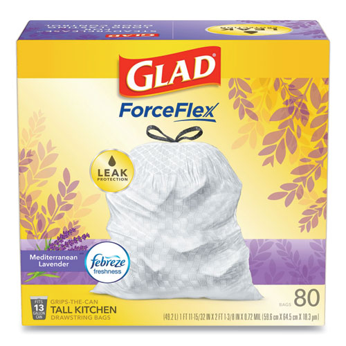 Glad® Odorshield Tall Kitchen Drawstring Bags, 13 Gal, 0.95 Mil, 24" X 27.38", White, 80-box freeshipping - TVN Wholesale