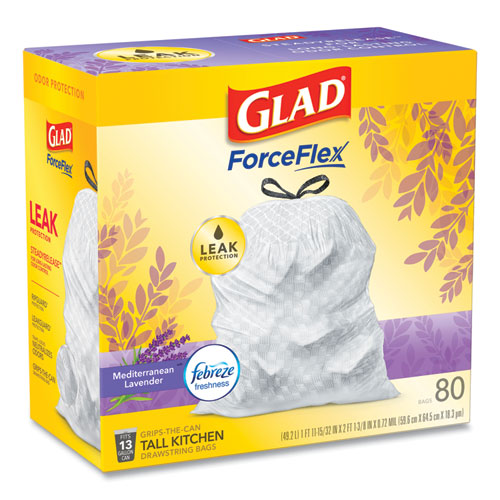 Glad® Odorshield Tall Kitchen Drawstring Bags, 13 Gal, 0.95 Mil, 24" X 27.38", White, 240-carton freeshipping - TVN Wholesale