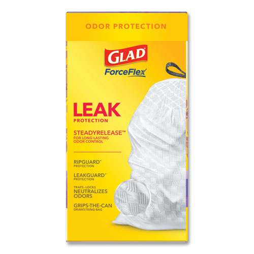 Glad® Odorshield Tall Kitchen Drawstring Bags, 13 Gal, 0.95 Mil, 24" X 27.38", White, 240-carton freeshipping - TVN Wholesale