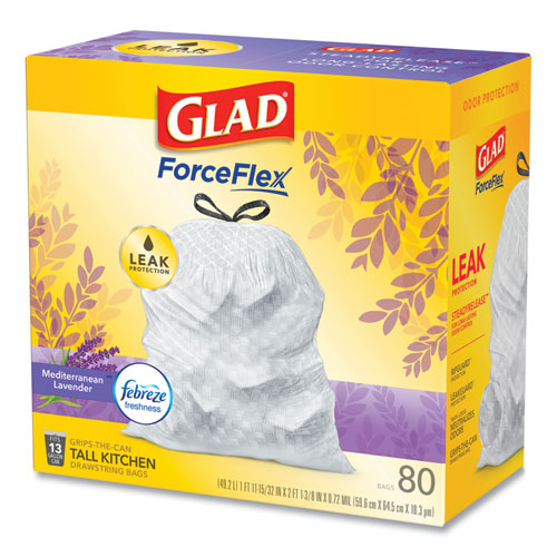 Glad® Odorshield Tall Kitchen Drawstring Bags, 13 Gal, 0.95 Mil, 24" X 27.38", White, 240-carton freeshipping - TVN Wholesale