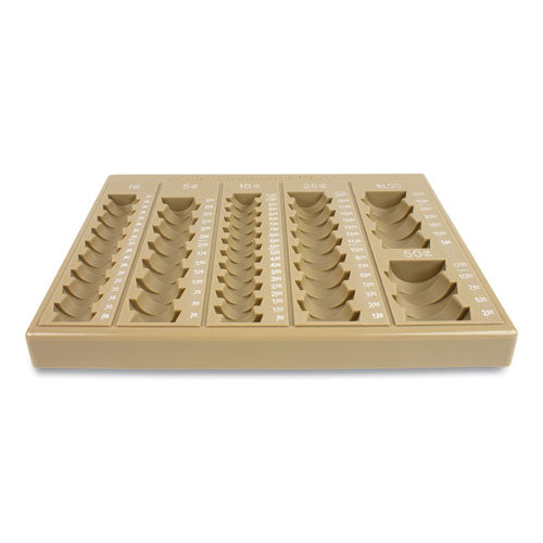 CONTROLTEK® Plastic Coin Tray, 6 Compartments, Stackable, 7.75 X 10 X 1.5, Tan freeshipping - TVN Wholesale