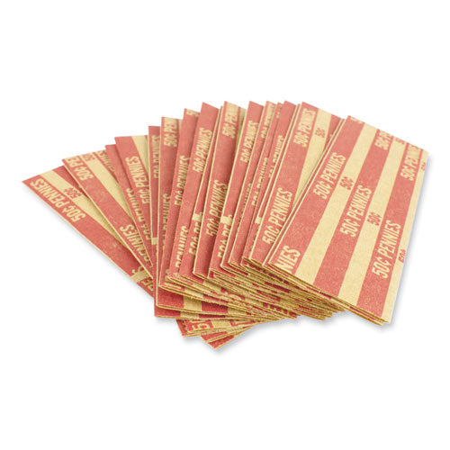 CONTROLTEK® Flat Tubular Coin Wrap, Pennies, $0.50, Red, 1,000-box freeshipping - TVN Wholesale