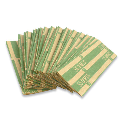 CONTROLTEK® Flat Tubular Coin Wrap, Dimes, $5.00, Green, 1,000-box freeshipping - TVN Wholesale