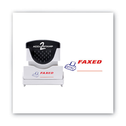 ACCUSTAMP2® Pre-inked Shutter Stamp, Red-blue, Faxed, 1 5-8 X 1-2 freeshipping - TVN Wholesale
