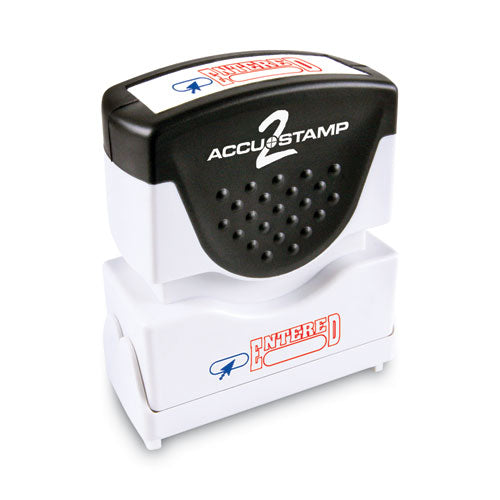 ACCUSTAMP2® Pre-inked Shutter Stamp, Red-blue, Entered, 1 5-8 X 1-2 freeshipping - TVN Wholesale