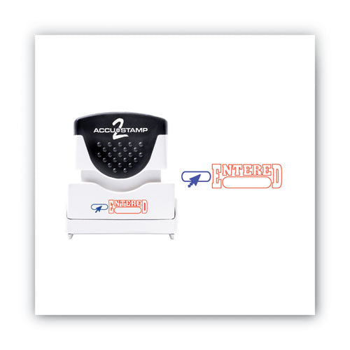 ACCUSTAMP2® Pre-inked Shutter Stamp, Red-blue, Entered, 1 5-8 X 1-2 freeshipping - TVN Wholesale