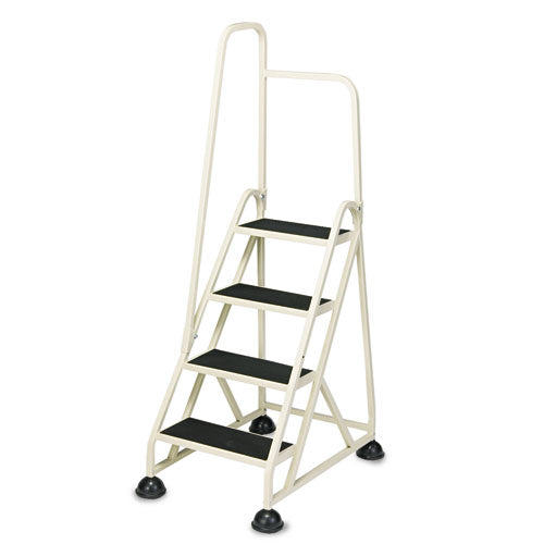 Cramer® Stop-step Ladder, One Handrail: Left, 66.25", 300 Lb Capacity, 4 Steps, Aluminum, Beige freeshipping - TVN Wholesale