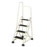 Cramer® Stop-step Ladder, One Handrail: Left, 66.25", 300 Lb Capacity, 4 Steps, Aluminum, Beige freeshipping - TVN Wholesale