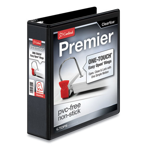 Cardinal® Premier Easy Open Clearvue Locking Slant-d Ring Binder, 3 Rings, 2" Capacity, 11 X 8.5, Black freeshipping - TVN Wholesale