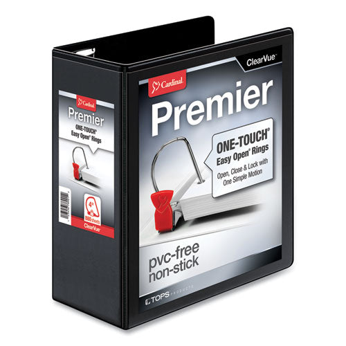 Cardinal® Premier Easy Open Clearvue Locking Slant-d Ring Binder, 3 Rings, 4" Capacity, 11 X 8.5, Black freeshipping - TVN Wholesale