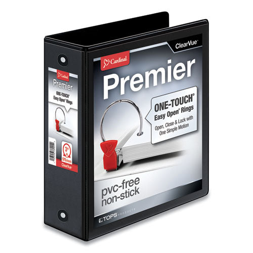 Cardinal® Premier Easy Open Clearvue Locking Round Ring Binder, 3 Rings, 3" Capacity, 11 X 8.5, Black freeshipping - TVN Wholesale