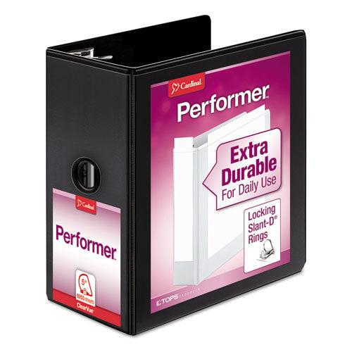 Cardinal® Performer Clearvue Slant-d Ring Binder, 3 Rings, 5" Capacity, 11 X 8.5, Black freeshipping - TVN Wholesale