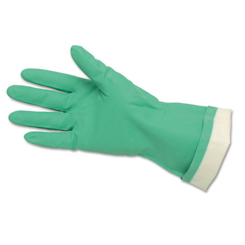 MCR™ Safety Flock-lined Nitrile Gloves, One Size, Green, 12 Pairs freeshipping - TVN Wholesale